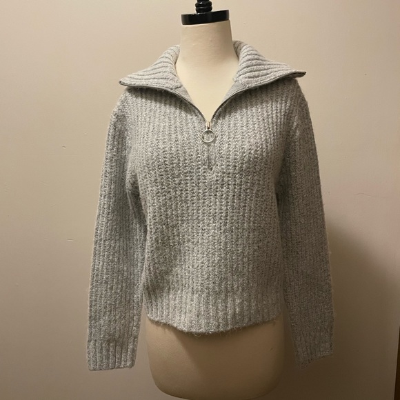 Sincerely Jules Zip Front Sweater Gray - Picture 1 of 6